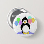 Süßer Pinguin mit Partyballons Button (Vorne & Hinten)
