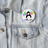 Süßer Pinguin mit Partyballons Button (Beispiel)