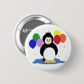 Süßer Pinguin mit Partyballons Button (Vorne & Hinten)