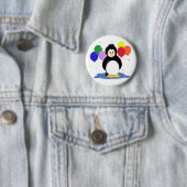 Süßer Pinguin mit Partyballons Button (Beispiel)