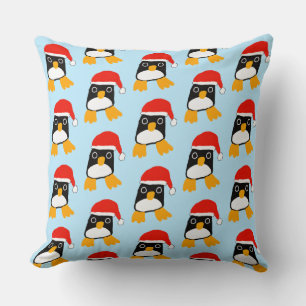 Süßer Pinguin mit Weihnachtsmütze Kissen
