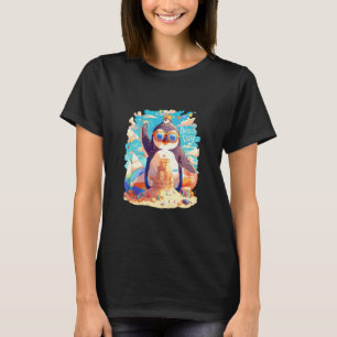 Süßer Pinguin Sandburgen Strand Sommer Liebhaber T-Shirt