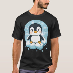 Süßer Pinguin sitzt auf Wolke T-Shirt