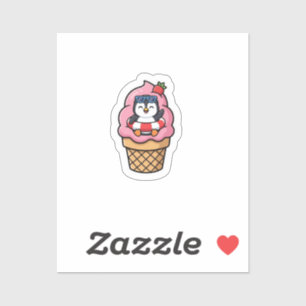 süßer Pinguin, Sommer-Eiscreme, kawaii-Tier-Aufkle Aufkleber