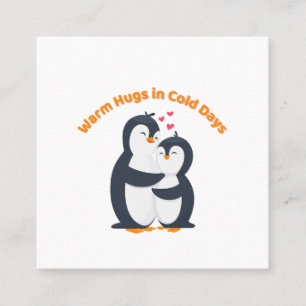 Süßer Pinguin-Umarmer – Winterliebe Quadratische Visitenkarte