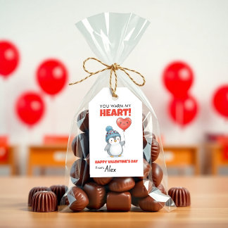 Süßer Pinguin-Valentin „Du wärmst mein Herz“ Geschenkanhänger