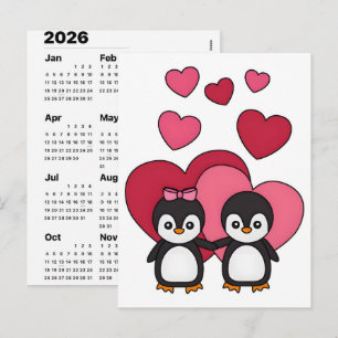 Süßer Pinguin Valentinstag-Geschenk-Kalender 2026  Feiertagspostkarte