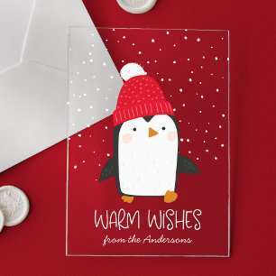 Süßer Pinguin Warme Wünsche Nicht-Foto-Feiertag Acryleinladungen
