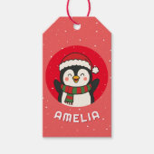 Süßer Pinguin Weihnachten Kindersname Geschenkanhänger (Vorderseite)