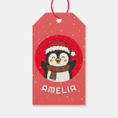 Süßer Pinguin Weihnachten Kindersname Geschenkanhänger (Rückseite)