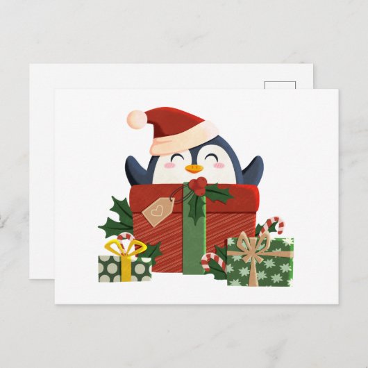 Süßer Pinguin wünscht frohe Weihnachten (Vorne/Hinten)