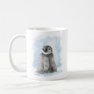 Süßer Pinguinküken im Schnee-Cartoon Kaffeetasse