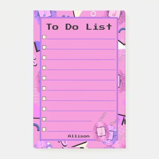 Süßer Pinker Tamagotchi Post-it Klebezettel (Vorderseite)