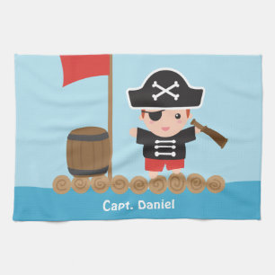 Süßer Piratenkapitän Ozean-Floss-Junge Handtuch