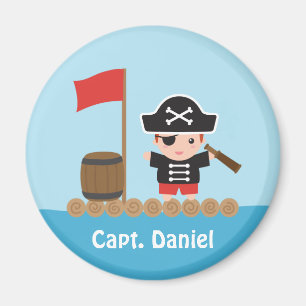 Süßer Piratenkapitän Ozean Floß Junge Magnet