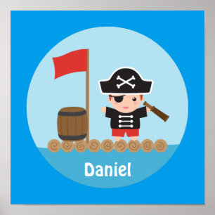Süßer Piratenkapitän Ozean Floß Jungen Zimmer Deko