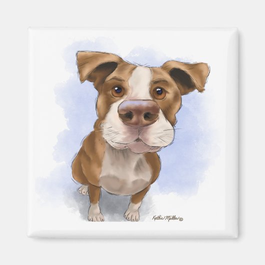 Süßer Pit Bull Cartoon Magnet (Vorne)