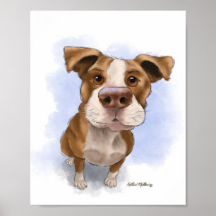Süßer Pit Bull Cartoon Poster