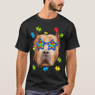 Süßer Pitbull Autismus Puzzle Sonnenbrille Welpen T-Shirt