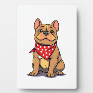 Süßer Pitbull Bulldogge mit Bandana Lustiger Hunde Fotoplatte