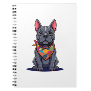 Süßer Pitbull-Franzose-Hund mit Bandana-Kunst Notizblock