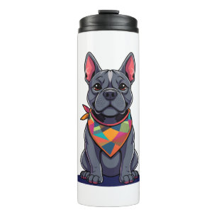 Süßer Pitbull Franzose Hund mit Bandana Kunst Thermosbecher
