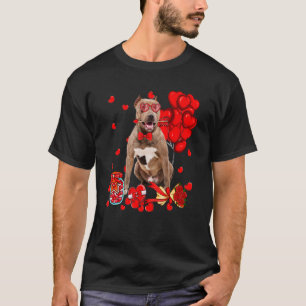 Süßer Pitbull-Hund Lustiges Herz Valentinstag Hund T-Shirt