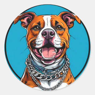 Süßer Pitbull-Hund Runder Aufkleber
