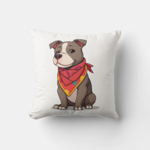 Süßer Pitbull mit Bandana Gif für Hunde Liebhaber Kissen