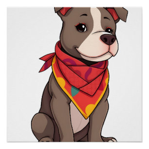 Süßer Pitbull mit Bandana Gif für Hunde Liebhaber Poster