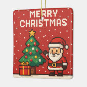 Süßer Pixel-Art-Weihnachtsmann Keramikornament (Links)