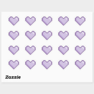 Süßer Pixel Lila Herz Aufkleber   Kawaii Retro 8-B