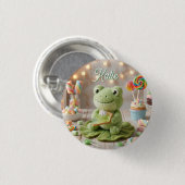 Süßer Plüschfrosch mit Key Lime Pie personalisiert Button (Vorne & Hinten)