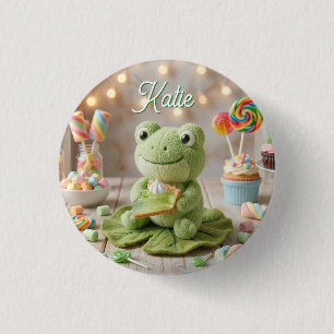 Süßer Plüschfrosch mit Key Lime Pie personalisiert Button