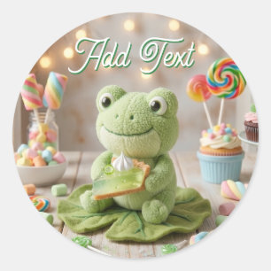 Süßer Plüschfrosch mit Key Lime Pie Personalisiert Runder Aufkleber
