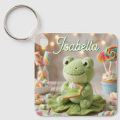 Süßer Plüschfrosch mit Key Lime Pie personalisiert Schlüsselanhänger (Vorderseite)