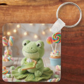 Süßer Plüschfrosch mit Key Lime Pie personalisiert Schlüsselanhänger (Rückseite)