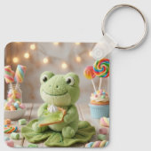 Süßer Plüschfrosch mit Key Lime Pie personalisiert Schlüsselanhänger (Rückseite)
