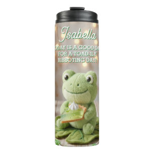 Süßer Plüschfrosch mit Key Lime Pie personalisiert Thermosbecher