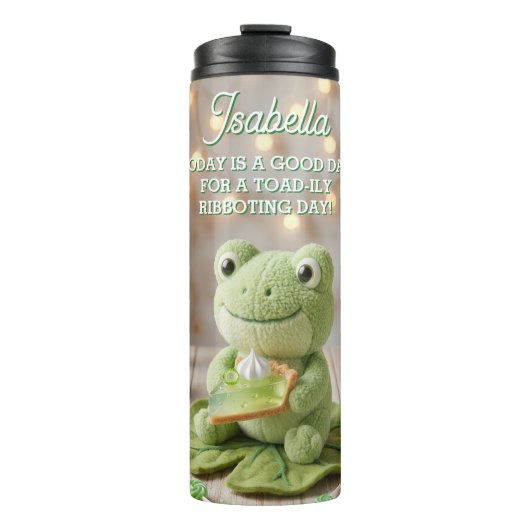 Süßer Plüschfrosch mit Key Lime Pie personalisiert Thermosbecher (Vorderseite)