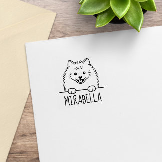 Süßer Pomeranian-Hund Benutzerdefinierter Name 1x1 Gummistempel