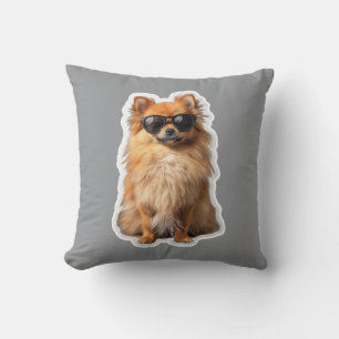 Süßer Pomeranian-Hund Lustige Tiere mit Sonnenbril Kissen