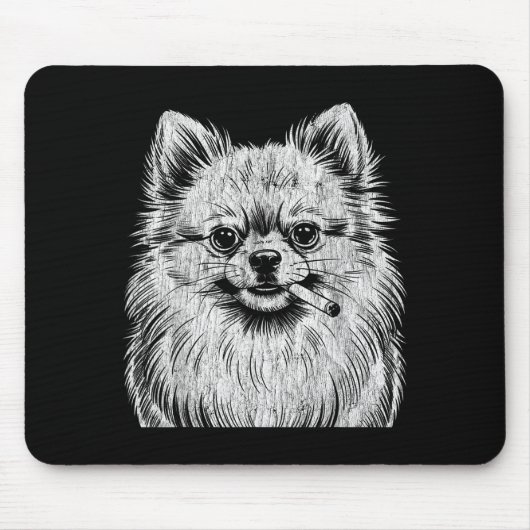 Süßer Pomeranian Smoking Meme Hund Mousepad (Vorne)