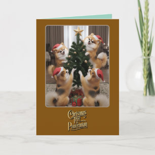 Süßer Pomeranian-Weihnachtsbaum Karte