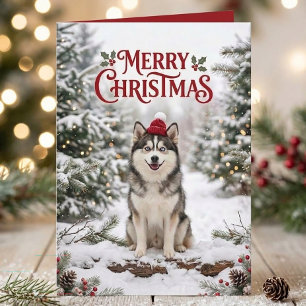 Süßer Pomsky-Welpe Husky-Hundefan Weihnachten Karte