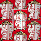 Süßer Popcorn. Pop Art. Küche Rot Stoff (Kachel)