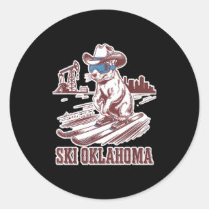 Süßer Präriehund beim Skifahren in Oklahoma humorv Runder Aufkleber