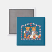 Süßer Preppy-90er-Rahmen-Teddybär Magnet (Vorderseite/Rückseite)