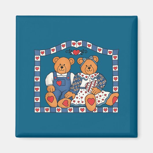 Süßer Preppy-90er-Rahmen-Teddybär Magnet (Vorne)