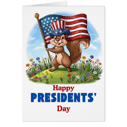 Süßer Presidents' Day-Eichhörnchen mit Flagge (Vorne)
